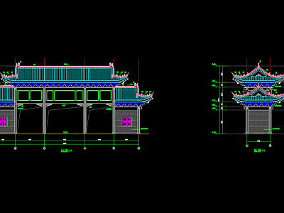 仿古重檐门楼牌坊 施工图