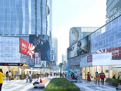 现代港式商业街配景