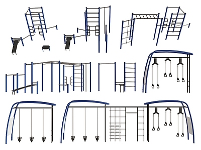 现代健身器材 运动器械 单双杠 吊环 户外健身设施 公园健身设备