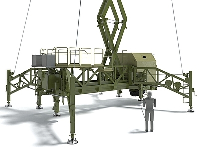 现代风格军事器材 雷达 信号塔 指挥塔