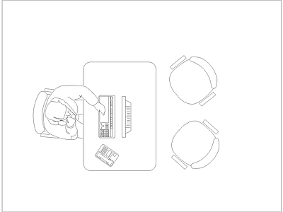 俯瞰人办公台式电脑 施工图