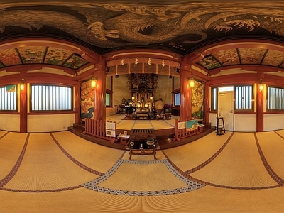 HDR 祠堂室内场景 室内祭拜场景