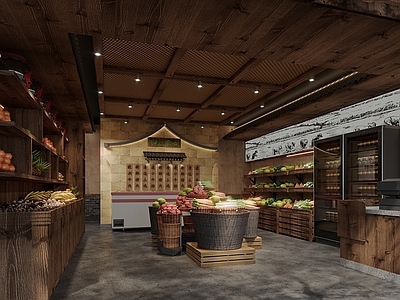 中式复古景区菜市场 生鲜水果店