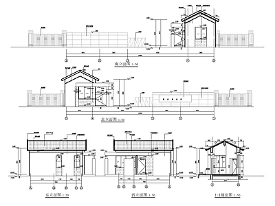 新中式风格门卫值班室建施图 施工图