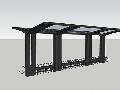 现代钢结构玻璃顶非机动车棚