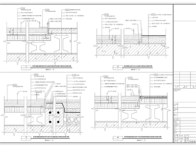 防水区域地面石材与架空地板铺地毯交接做法剖面详图 施工图