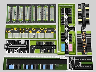 停车场 户外停车场景观 生态创意停车位 公园停车场入口 道路划线标识 景区地上停车场