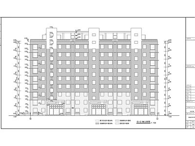 金海湾九层板式住宅楼建筑方案图 施工图