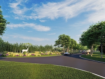 现代公园路口对景景观
