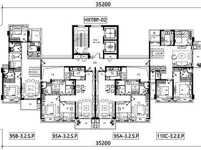 18套一梯四户北侧连廊高层户型 带首层  t8 施工图