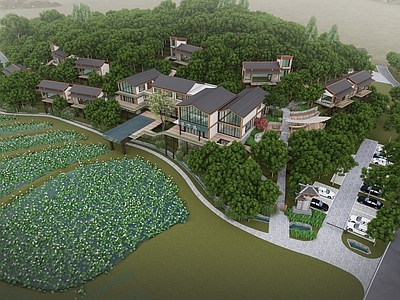 新中式乡村民宿群落 山体民宿 民宿建筑
