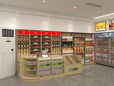 现代便利店 货架展柜 便利店货架 收银台烟酒柜 雪糕柜 超市货架 超市 零食