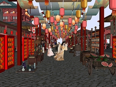 中式国潮古风灯会集市摆摊