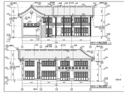 新中式风格二层商业街建 施工图