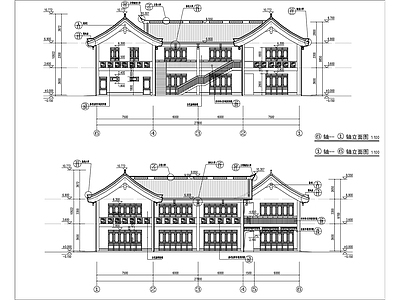 U字形二层商业街建施图 施工图