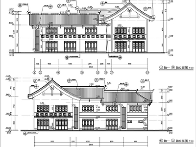 回字形庭院式二层商业街建施图 施工图