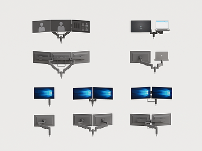 现代显示器支架 单屏双屏三屏 笔记本支架