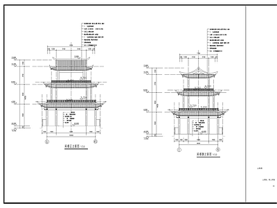 三层阁楼古建结构建筑图 施工图