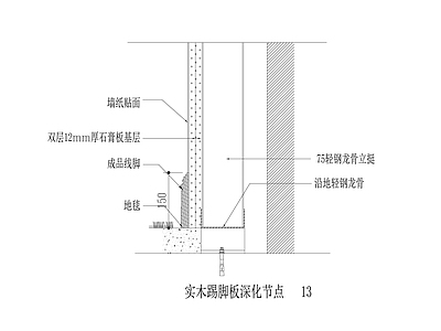 实木踢脚板 深化节点 施工图