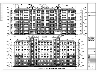 高端多层海景洋房 一梯两户 四居室 建筑设计 施工图