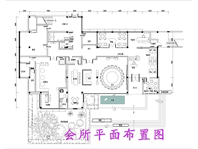 现代会所平面布置图 施工图