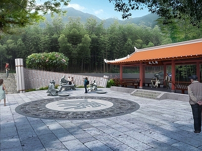 新中式闽南乡村广场 乡村振兴村入口