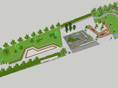 现代线性口袋公园 公园 活动广场 社区公园 街边公园