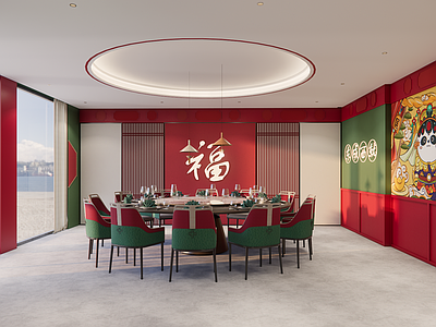 新中式国潮餐厅包间