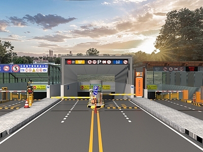 现代地下车库入口 停车场入口 道闸