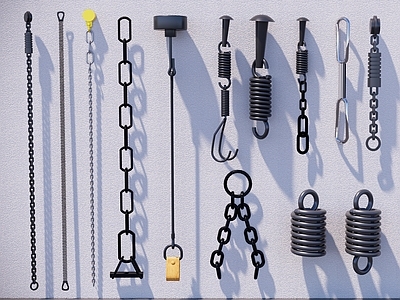现代铁链 铁索 锁链 链条 铁丝绳 挂钩 弹簧 五金配件