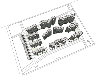 现代高层住宅鸟瞰图 高层商住楼