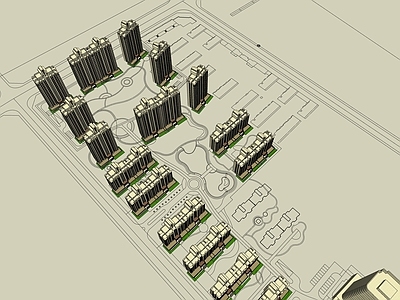 现代小区建筑 高层住宅