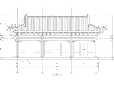 入口歇山仿古建门房 施工图