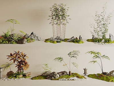 现代景观造景 小品 小品 植物堆 室内