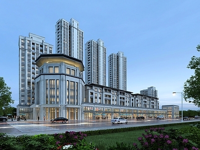 简欧风格商业街区 沿街商业