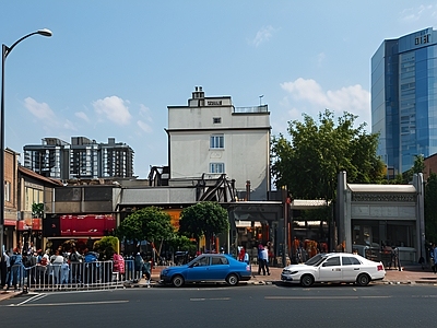 街道公路外景高楼商业街