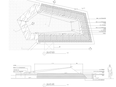商业街异形折线钢板花基跌水池 施工图 商业景观