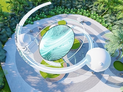 现代星空主题构架 星球艺术装置 休息座椅 户外廊架 星球构架