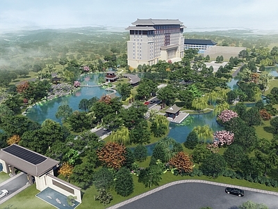 新中式集团办公园区建筑景观