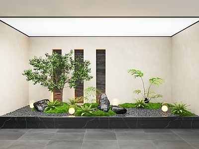 现代室内景观 景观小品 室内景观 室内 苔藓植物 植物堆