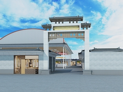 现代商业街 菜市场 文化市场头 自行车 格栅简易大棚