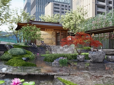 新中式小游园 庭院 街心公园 竹林