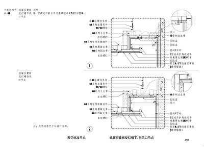 纸面石膏板反灯槽下侧风口节点 施工图