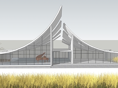 现代田园风展览馆建筑