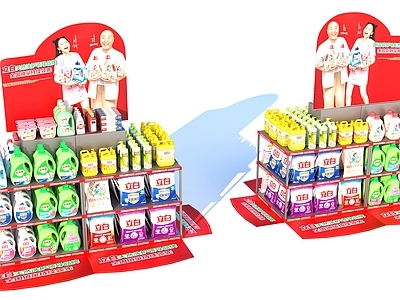 现代超市货架 洗衣粉 生活用品