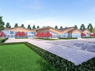 新中式展览馆建筑 研学基地营地驿站