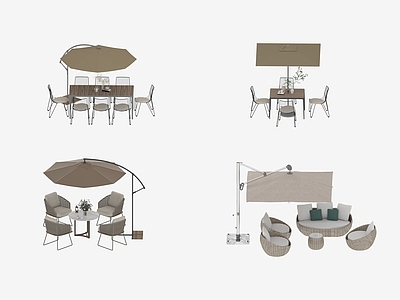 现代风格户外休闲座椅 带阳伞