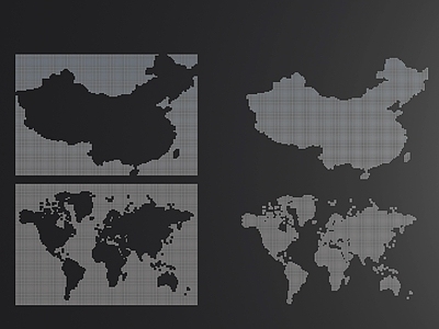 现代地图 中国地图装饰 世界地图装饰 点点地图 矩阵地图