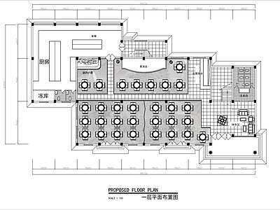 1500㎡安徽大酒楼平面布置图 施工图