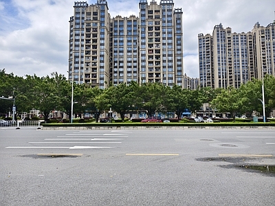 小区街道马路外景
